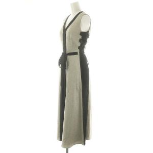 SNIDEL 24SS サイドプリーツバイカラーワンピース ロング ノースリーブ 00 グレー 黒 ブラック