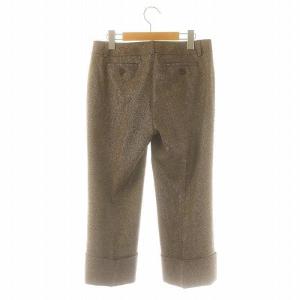 BURBERRY LONDON ウール センタープレスパンツ クロップドパンツ ロールアップ 40 茶 ブラウン