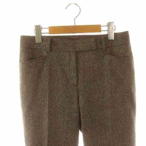 BURBERRY LONDON ウール センタープレスパンツ クロップドパンツ ロールアップ 40 茶 ブラウン