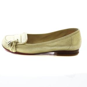 Christian Louboutin タッセルローファー フラットシューズ レザー メタリック 36 23.0cm ゴールドカラー /KP OS