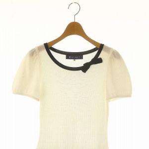 M'S GRACY ボーダー リボン 半袖 ニットワンピース ひざ丈 36 白 紺 ホワイト ネイビー /DF OS