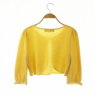 M'S GRACY 袖リボン 七分袖 ボレロ ニット カーディガン 38 黄 イエロー