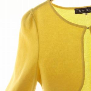 M'S GRACY 袖リボン 七分袖 ボレロ ニット カーディガン 38 黄 イエロー
