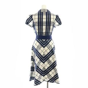 M'S GRACY 22SS ノーブルチェックシャツドレス ワンピース 半袖 ロング 38 M 紺 ネイビー 白 ホワイト