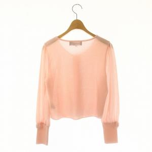M'S GRACY パールボタン 袖リボン カーディガン ニット 長袖 38 ピンク /DF OS