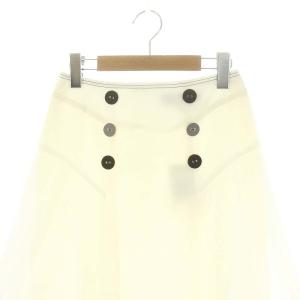 M'S GRACY ボタン フレアスカート ロング ミモレ丈 36 白 ホワイト