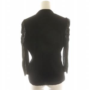 VIVIENNE TAM パワーネット パフスリーブカットソー Vネック 七分袖 1 黒 ブラック