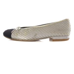 CHANEL ココマーク フラットシューズ 35.5C 22.5cm シルバー色 G32842 /SR8