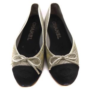 CHANEL ココマーク フラットシューズ 35.5C 22.5cm シルバー色 G32842 /SR8