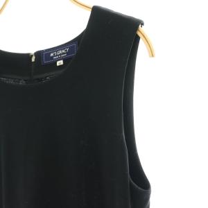 M'S GRACY ロゴグログランジップノースリーブワンピース ロング ストレッチ ボートネック 40 L 黒 ブラック