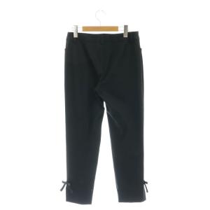 M'S GRACY リネン混裾リボンパンツ テーパード センタープレス スリット 38 M 黒 ブラック