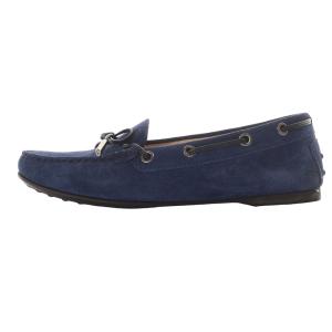 TOD'S ドライビングシューズ スエード リボン ローファー 37 24cm 紺 ネイビー