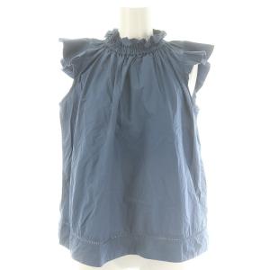 フリルノースリーブブラウス ハイネック 2 紺 ネイビー /MF OS