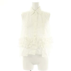 フリルブラウス ノースリーブ 38 白 ホワイト /MF OS
