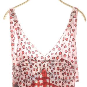 MARNI 総柄シルクキャミワンピース ロング ミモレ 切替 花柄 チェック 36 マルチカラー