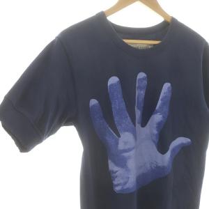 DRIES VAN NOTEN verner panton ハンドプリント 半袖スウェット S ネイビー