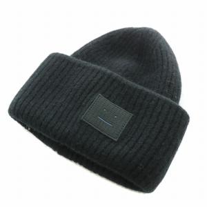 ニット帽 ニットキャップ 帽子 リブ ウール 56cm 黒 ブラック /BB SH OF