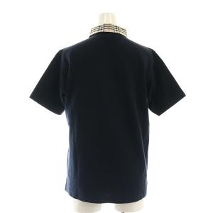 BURBERRY LONDON 襟ノバチェック ポロシャツ 半袖 プルオーバー ロゴ コットン M 濃紺