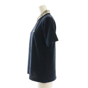 BURBERRY LONDON 襟ノバチェック ポロシャツ 半袖 プルオーバー ロゴ コットン M 濃紺