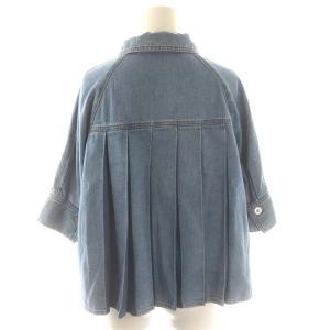 GRACE CONTINENTAL 24SS バックタックデニムシャツ ブラウス 七分袖 フロントボタン コットン 36 S 青 ブルー /YQ