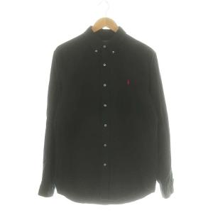 ボタンダウン コーデュロイシャツ 長袖 前開き BD コットン L 黒 ブラック