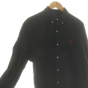 POLO RALPH LAUREN ボタンダウン コーデュロイシャツ 長袖 前開き BD コットン L 黒 ブラック