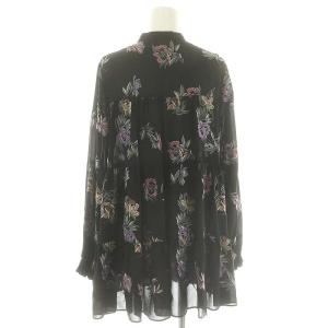 GRACE CONTINENTAL フラワー刺繍ティアードトップ ブラウス 長袖 プルオーバー 36 黒 ブラック