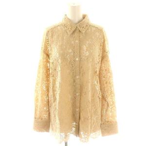 24AW コードレースオーバーシャツ ブラウス 長袖 フロントボタン 36 S ベージュ /YQ OS