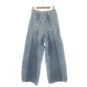 GRACE CONTINENTAL 23SS 切替ワイドデニムパンツ ボトムス ジーンズ ジップフライ コットン 36 S 青 ブルー