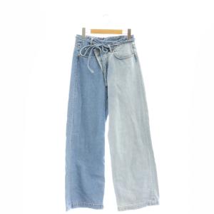 23SS ワイドデニム パンツ ボタンフライ ベルト付き 36 ライトブルー