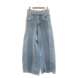 24SS ボックスタックデニムパンツ ジーンズ ボトムス ワイド ジップフライ コットン 36 S 青
