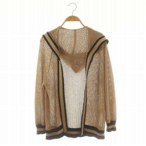 24SS メッシュラインニットフーディ カーディガン 前開き 長袖 36 S ベージュ 0224253002