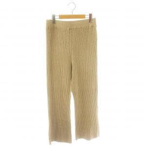 シルクネップ イージーパンツ ニットパンツ リブ フレア 36 ベージュ