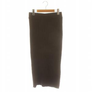 リブニットスカート タイトスカート ロング ダークブラウン