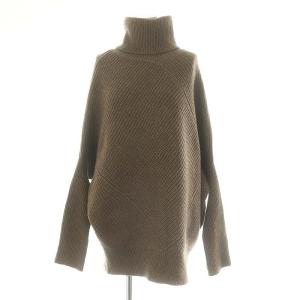 T/N Asymmetry ニット セーター 長袖 プルオーバー ウール カシミヤ混 茶 ブラウン