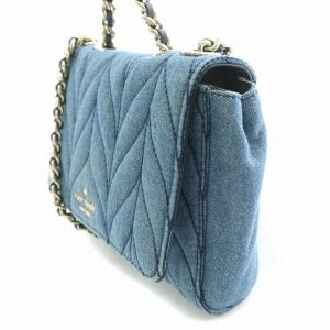 kate spade new york 2WAY ショルダーバッグ ハンドバッグ デニム 刺繍 チェーン ロゴ 青 ブルー /BB OF