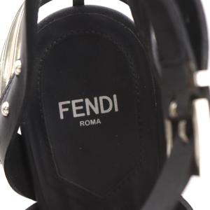 FENDI サンダル ハイヒール レザー 37 24cm 黒 ブラック シルバー色