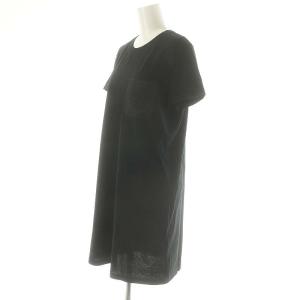 HERMES 4E4515DA H刺繍ポケット ショートスリーブワンピース 38 ブラック