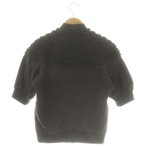 Scye フリルジップブルゾン ジャケット 五分袖 38 ダークブラウン 黒 ブラック /ES OS