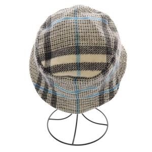 BURBERRY LONDON 帽子 バケットハット チェック ウール混 M 白 ホワイト 黒 ブラック