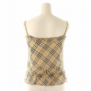BURBERRY BLUE LABEL キャミソール ノバチェック フリル 前開き コットン 36 ベージュ