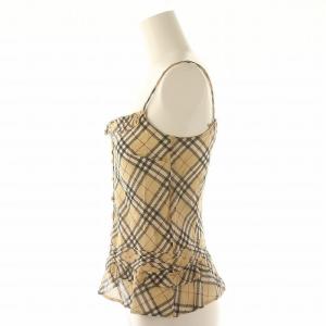 BURBERRY BLUE LABEL キャミソール ノバチェック フリル 前開き コットン 36 ベージュ