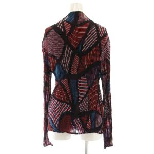 ISSEY MIYAKE 総柄プリーツカーディガン 長袖 2 M 赤 レッド マルチカラー