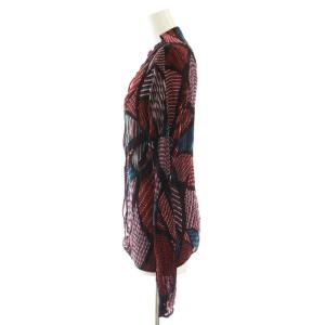 ISSEY MIYAKE 総柄プリーツカーディガン 長袖 2 M 赤 レッド マルチカラー