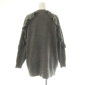 Chesty バタフライパールニットカーディガン 長袖 クルーネック ラインストーン 蝶モチーフ ウール混 グレー