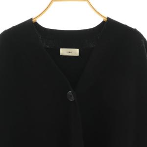 IENA 23AW スーパーファインスムースショートカーディガン ニット 長袖 Vネック 黒 ブラック