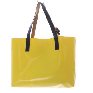 MARNI ORCHIDSプリント PVCショッピングトートバッグ ハンドバッグ 白 ホワイト 黄色 イエロー SHMP0066A0