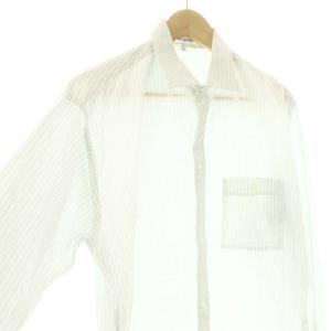 GIORGIO ARMANI ストライプ柄 長袖シャツ 16 ミント 白 ホワイト