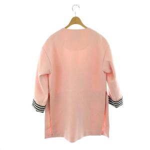 BORDERS at BALCONY ノーカラーウールヘリンボーンコート アウター 36 S ピンク