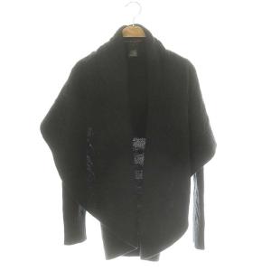 ウールニットカーディガン 長袖 フロントオープン カシミヤ S 黒 ブラック